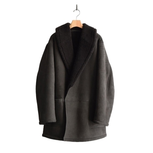 COMOLI Sheepskin shawl collar coat 25AW 羊皮羊羔绒披肩领大衣