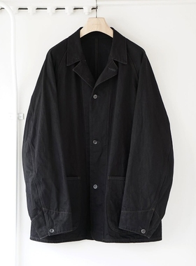 COMOLI Black denim work jacket 25AW 黑色牛仔宽松口袋工装夹克
