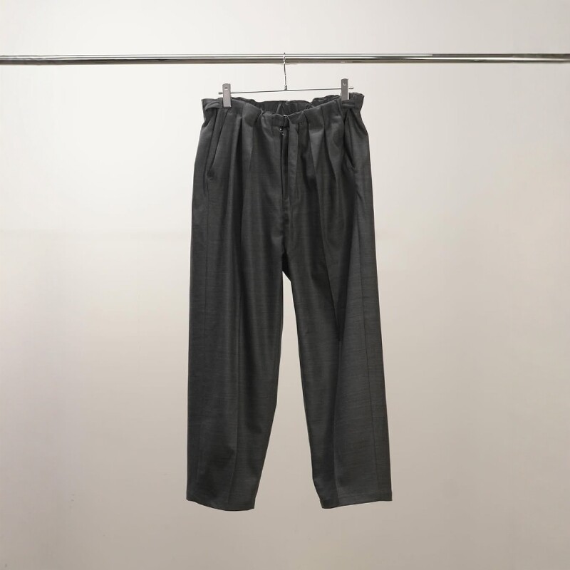 ANCELLM BACKSATIN BELTLESS SLACKS 25AW深褶羊毛混纺宽松休闲裤