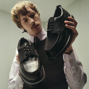 Martens Dr. LOWELL 26SS BEAMS 联名限定压纹麂皮拼接德比鞋