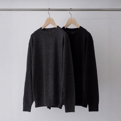 BATONER全真丝针织圆领长袖T恤