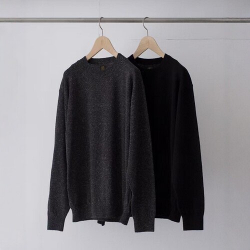 BATONER全真丝针织圆领长袖T恤