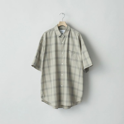 ssstein丝绵格纹宽松短袖衬衫
