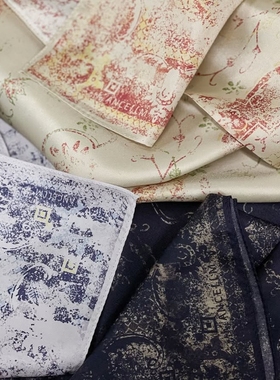 ANCELLM HAND-DRAWN SILK SCARF 26SS 做旧真丝手绘方巾