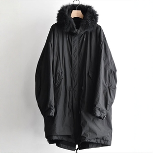 COMOLI Cotton nylon hooded coat 25AW 棉尼龙混纺抽绳毛领大衣