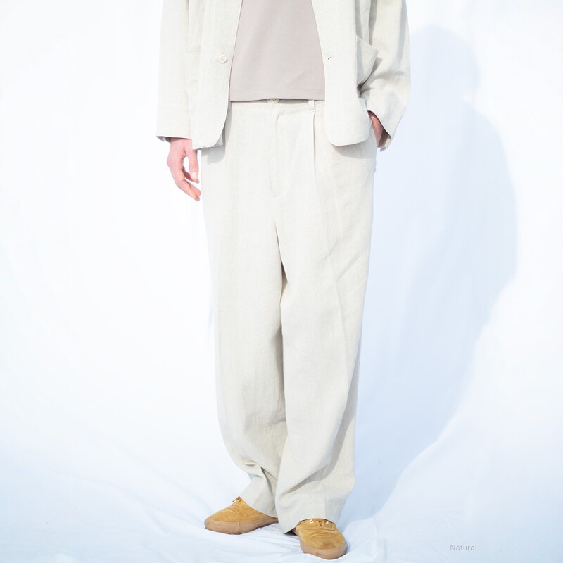 BATONER OCHIWATA LINEN ONE TUCK TROUSERS 26SS 亚麻单褶休闲裤