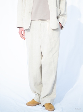 BATONER OCHIWATA LINEN ONE TUCK TROUSERS 26SS 亚麻单褶休闲裤