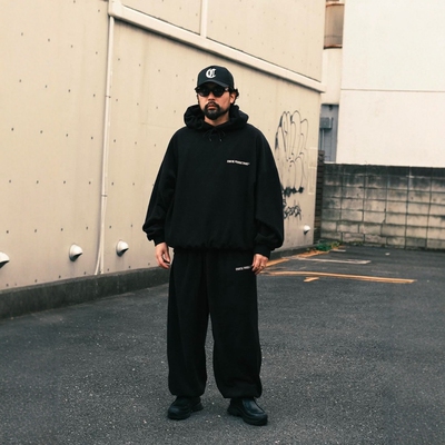 COOTIE抓绒刺绣宽松收脚运动长裤