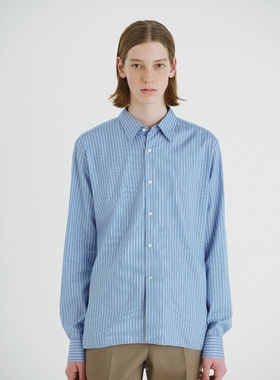 AURALEE COTTON SILK STRIPE SHIRT 25AW 棉丝混纺条纹双袖衬衫