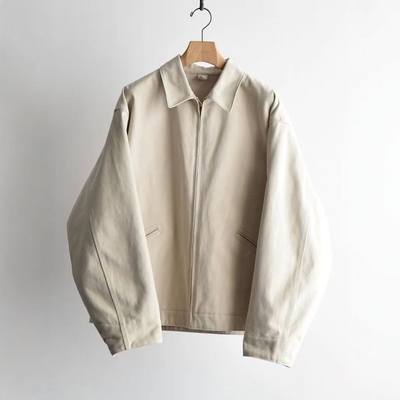 COMOLI棉质斜纹布短款拉链夹克