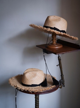 THE H.W.DOG&CO. RAFFIA HAT 26SS 狗牌破坏拉菲渔夫马尾毛草帽