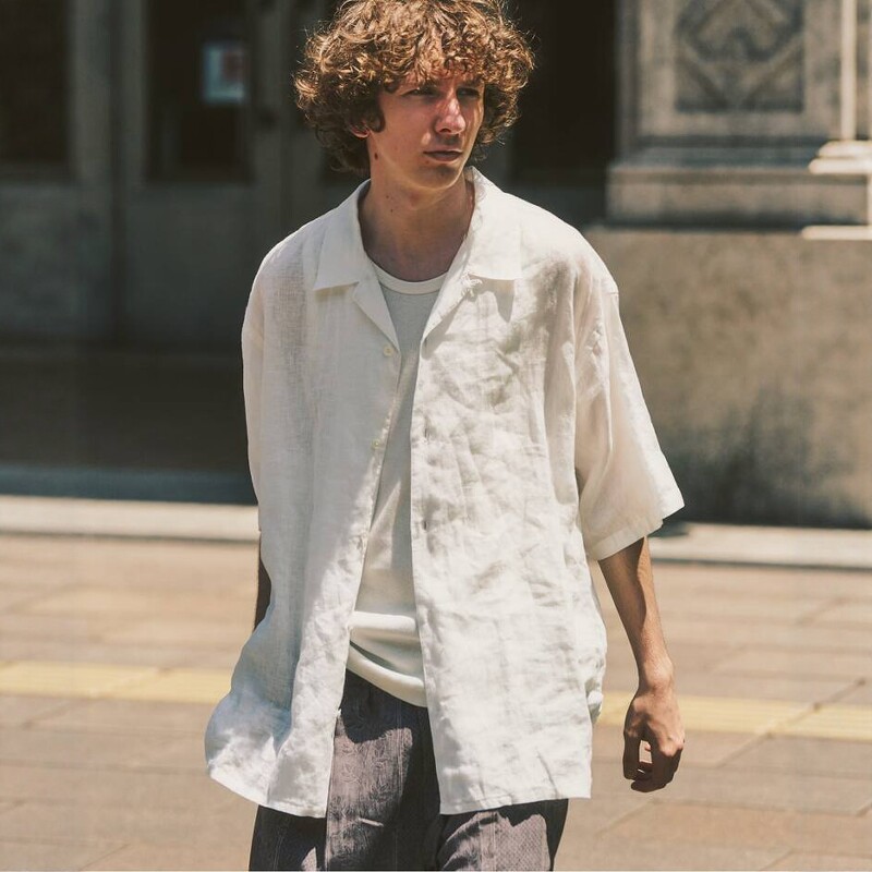 417 EDIFICE Normandy Linen Shirt 26SS 亚麻条纹休闲短袖衬衫 - 实物图