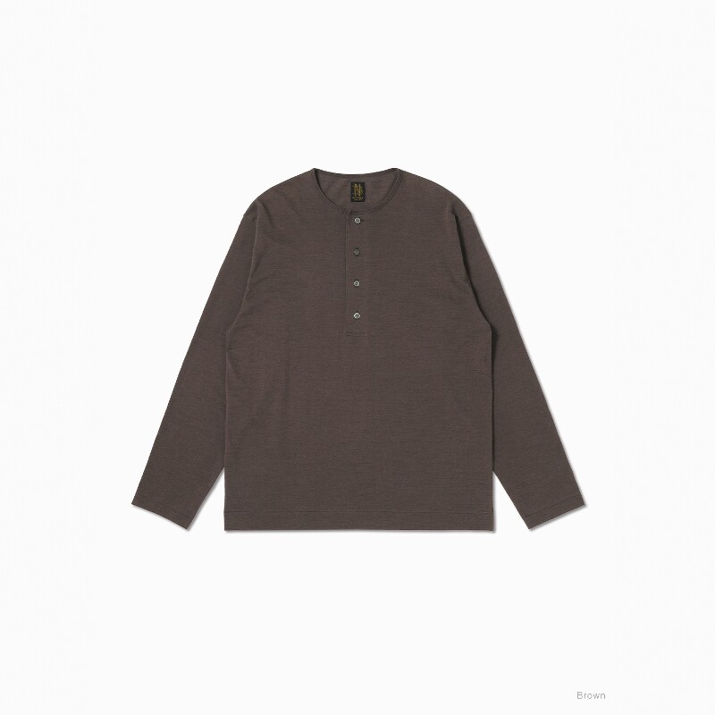 BATONER SLUB MIX SLEEPING L/S T-SHIRT26SS竹节棉亨利领长袖T恤