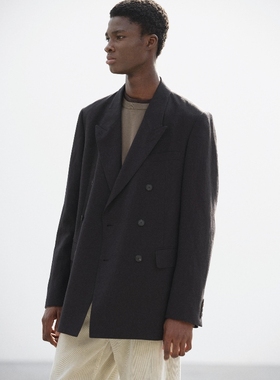 AURALEE WOOL LINEN OX 2B JACKET 26SS 羊毛亚麻双排扣西装夹克