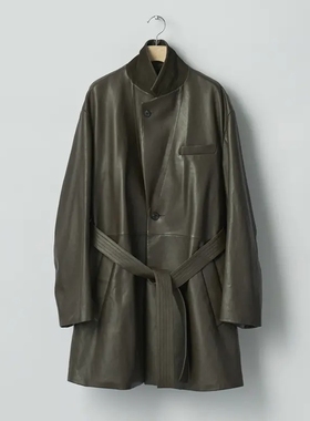 ssstein Lambs Leather Half Coat 26SS 绵羊皮绑带宽松风衣夹克