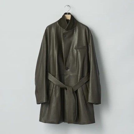 ssstein Lambs Leather Half Coat 26SS 绵羊皮绑带宽松风衣夹克