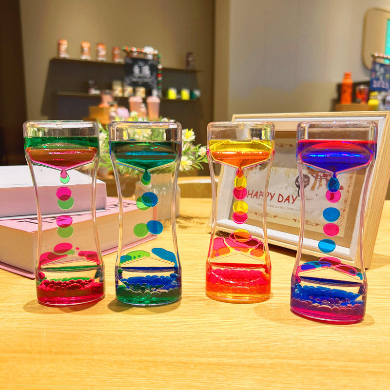 双色美腰儿童油滴沙漏玩具油漏液体流沙创意解压治愈礼物桌面摆件