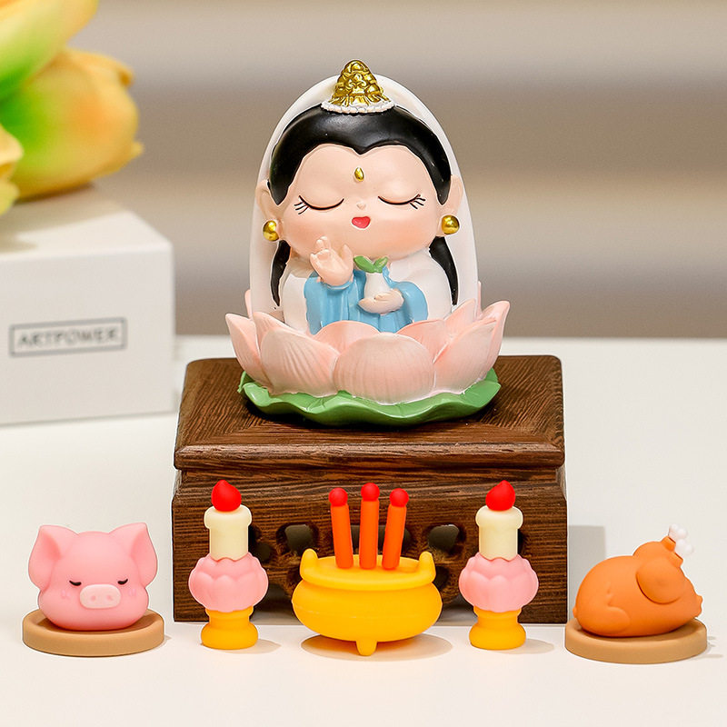 情绪稳定小摆件菩萨财神爷办公室好物女生工位桌面装饰品生日礼物