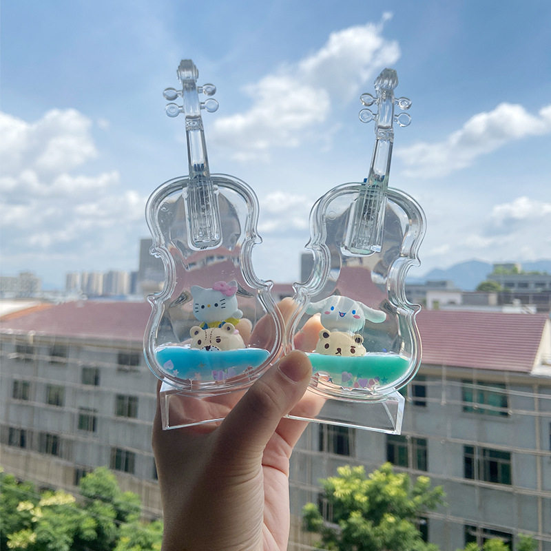 日漫公仔潮玩小提琴星星灯流沙油滴发光摆件创意少女心入油装饰