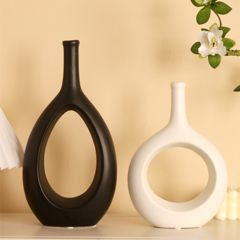 现代简约黑白花瓶摆件轻奢客厅酒柜家居装饰品创意电视柜桌面摆设,家居饰品,桌面摆件,淘宝优惠券,粉丝福利购,淘宝优惠卷
