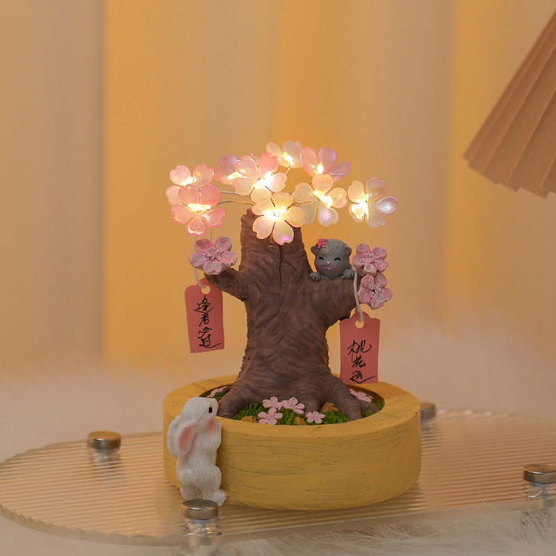 樱花桃花许愿树发光小摆件手工diy装饰送女生闺蜜母亲节生日礼物