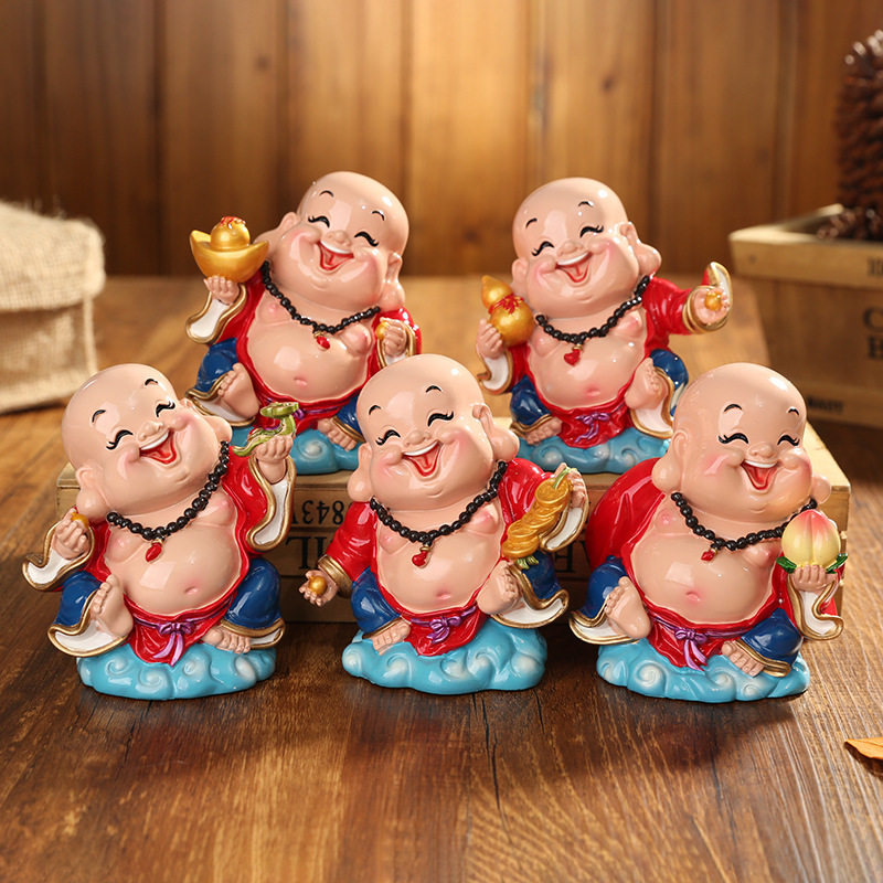 弥勒佛五福临门可爱笑佛小摆件车载工艺品装饰品创意桌面摆设