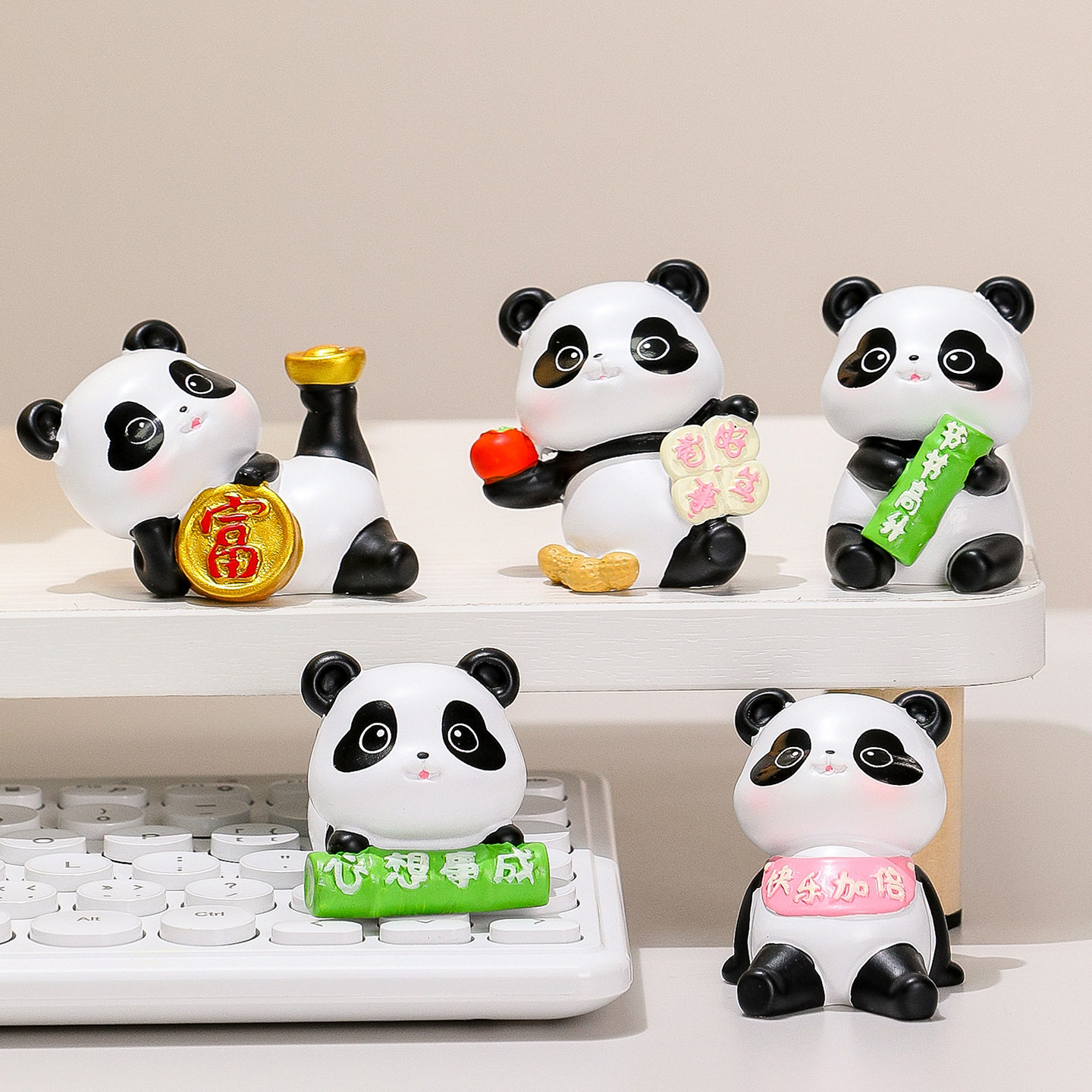 桌面装饰小摆件可爱熊猫情绪稳定神器办公室工位好物生日礼物女生