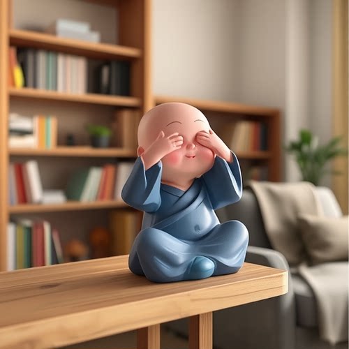 禅意四不小和尚茶桌摆件茶宠配件装饰品茶台茶几办公室桌面小摆设