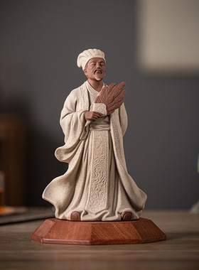 陶瓷诸葛亮摆件三国历史人物孔明禅意家居博古架办公桌面装饰摆设