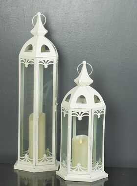 欧式铁艺复古浪漫烛台摆件防风落地风灯蜡烛台婚庆道具路引马灯