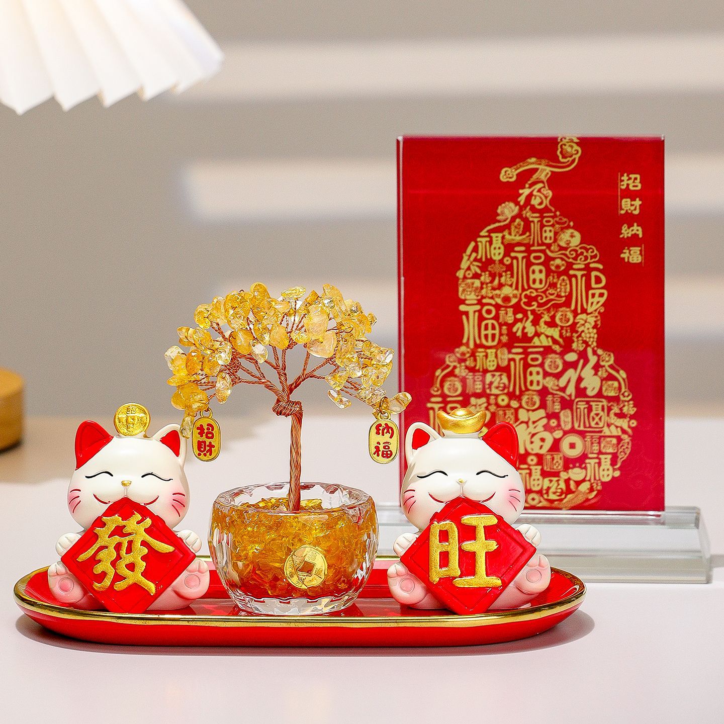招财猫可爱办公室桌面摆件治愈系工位情绪稳定好物送女生小礼物
