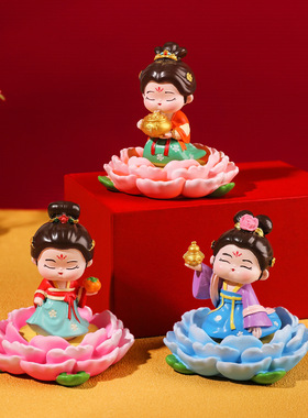 洛阳文创纪念品牡丹唐仕女摆件桌面装饰品西安古风河南特产伴手礼