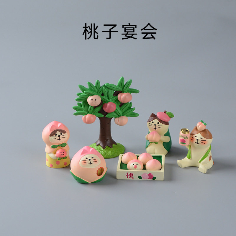 zakka蜜桃系列桃子桌面摆件可爱治愈少女心礼物创意家居树脂日式