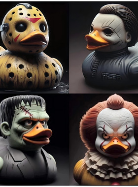 创意Classic Horror Movie Character Duck 万圣节经典电影卡通鸭