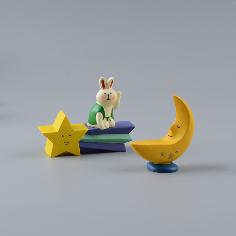 ZAKKA杂货月亮星星兔子微缩装饰摆件家居桌面学生礼品树脂工艺品