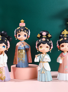 中国风戏曲娃娃摆件古风Q版京剧人物树脂家居装饰桌面摆件伴手礼