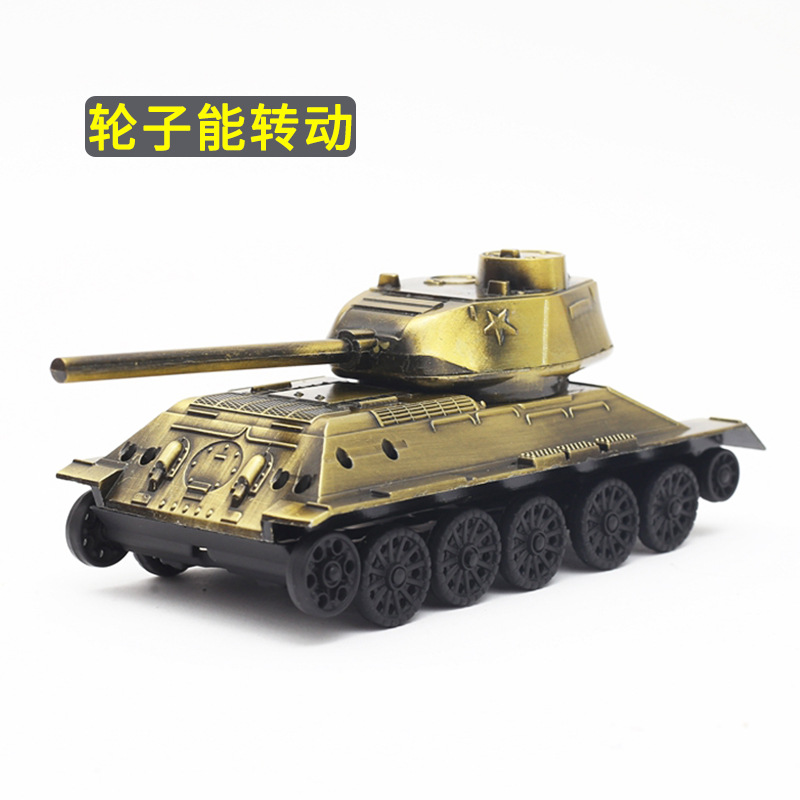 T34坦克模型仿真合金摆件小型成品全金属男孩小玩具车铁苏联虎式