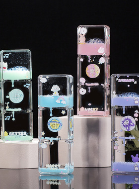 可爱油漏流沙摆件桌面摆件玩具礼物滴油液体沙漏计时器儿童计时器