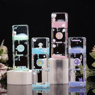 可爱油漏流沙摆件桌面摆件玩具礼物滴油液体沙漏计时器儿童计时器