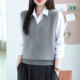 马甲毛衣女百搭洋气短款 羊毛衫 外穿上衣 纯色V领无袖 一线成衣秋季