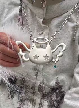 天使翅膀猫咪项链可爱卡通
