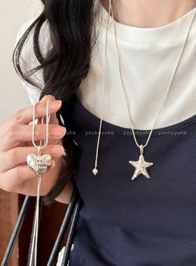 韩系银色爱心字母项链女2025新款