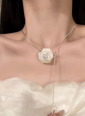 超仙玫瑰花网纱玫瑰花朵项链