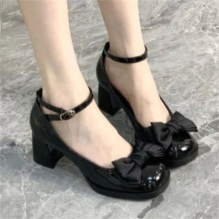 粗跟皮鞋玛丽珍鞋女士单鞋202帆布鞋