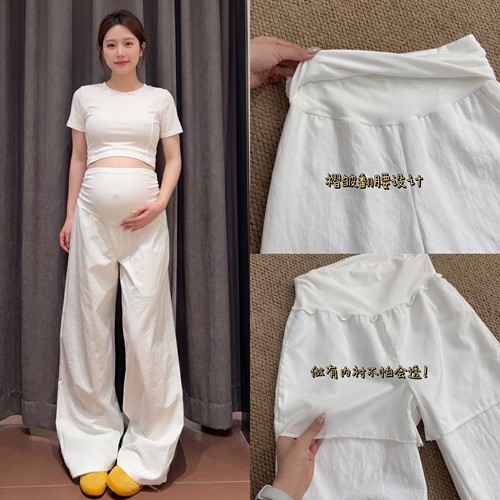 无调节绳弹力腰！孕妇夏季棉麻裤
