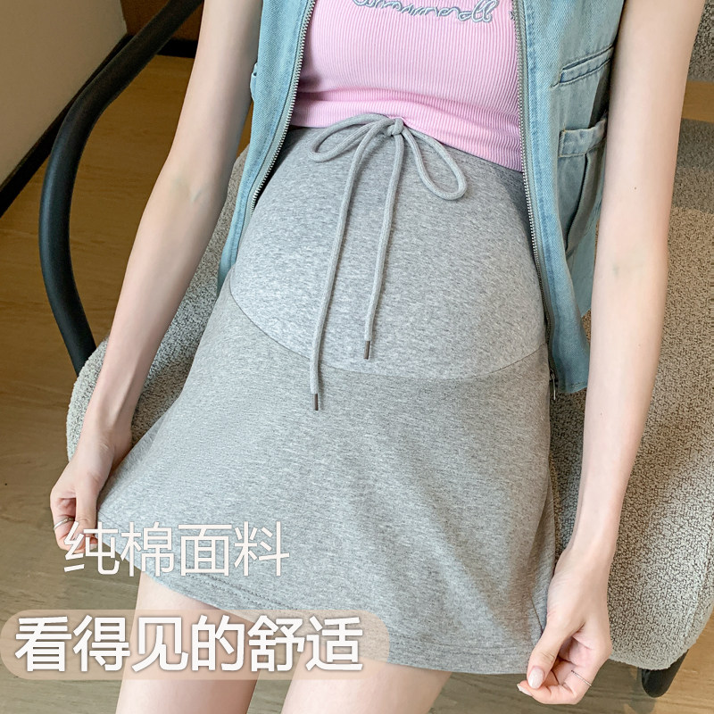 孕妇半身裙夏季外穿A字包臀短裙百搭抽绳裙子夏款半裙显瘦裙子女