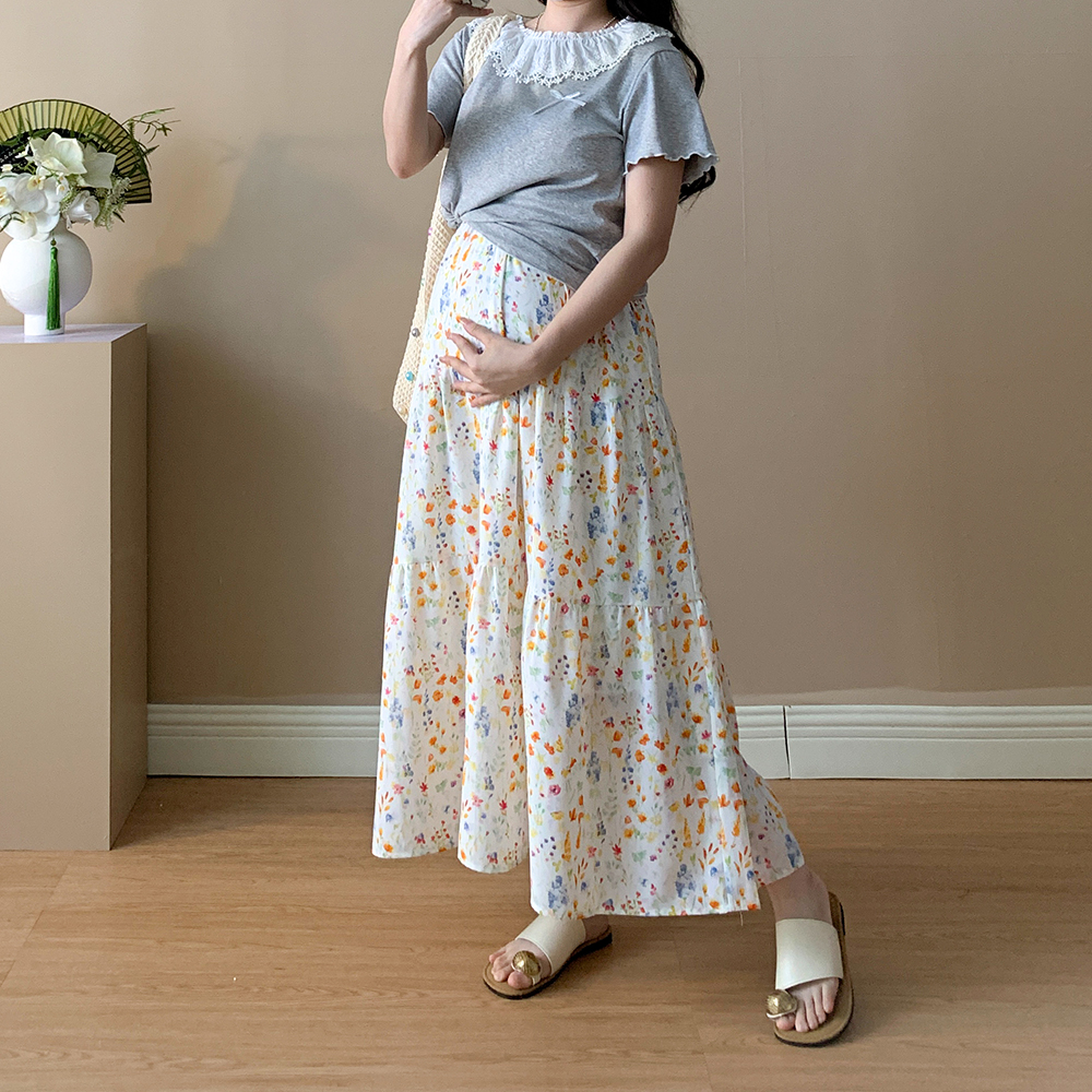 孕婦碎花半身裙溫柔甜美顯瘦半裙