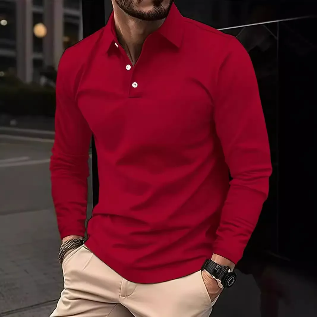 欧美 亚马逊跨境 2024春秋季速卖亚马逊POLO衫男士长袖运动马球衫