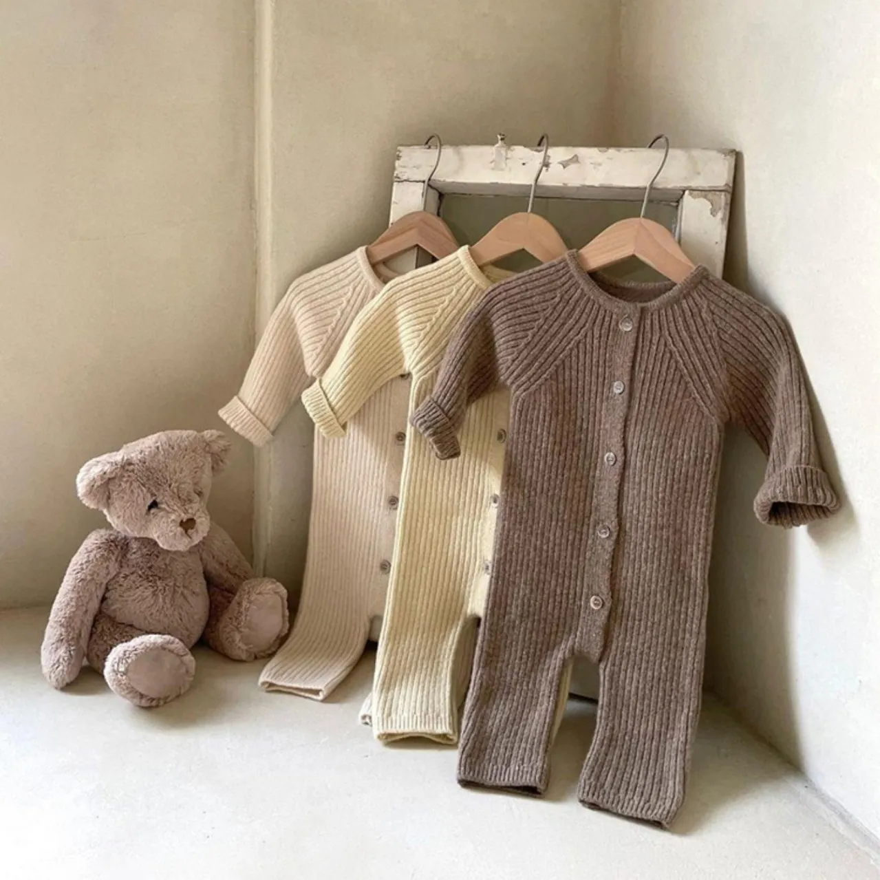 宝宝秋装婴儿秋款毛衣长款连体衣婴童针织毛衫包屁衣爬服配帽子