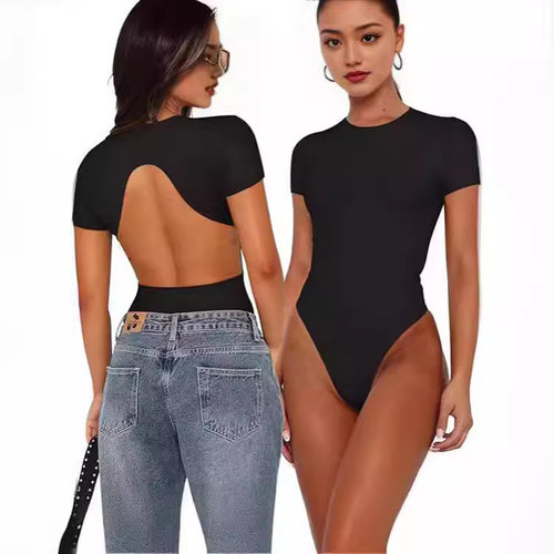 跨境欧美新款露背微喇叭连体裤女夏高级感辣妹性感一件连身衣女装